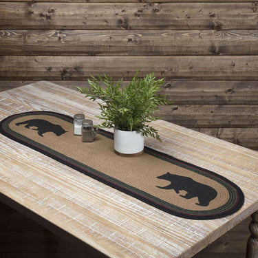 Wyatt Stenciled Bear Jute Braided Table Runner - The Fox Decor